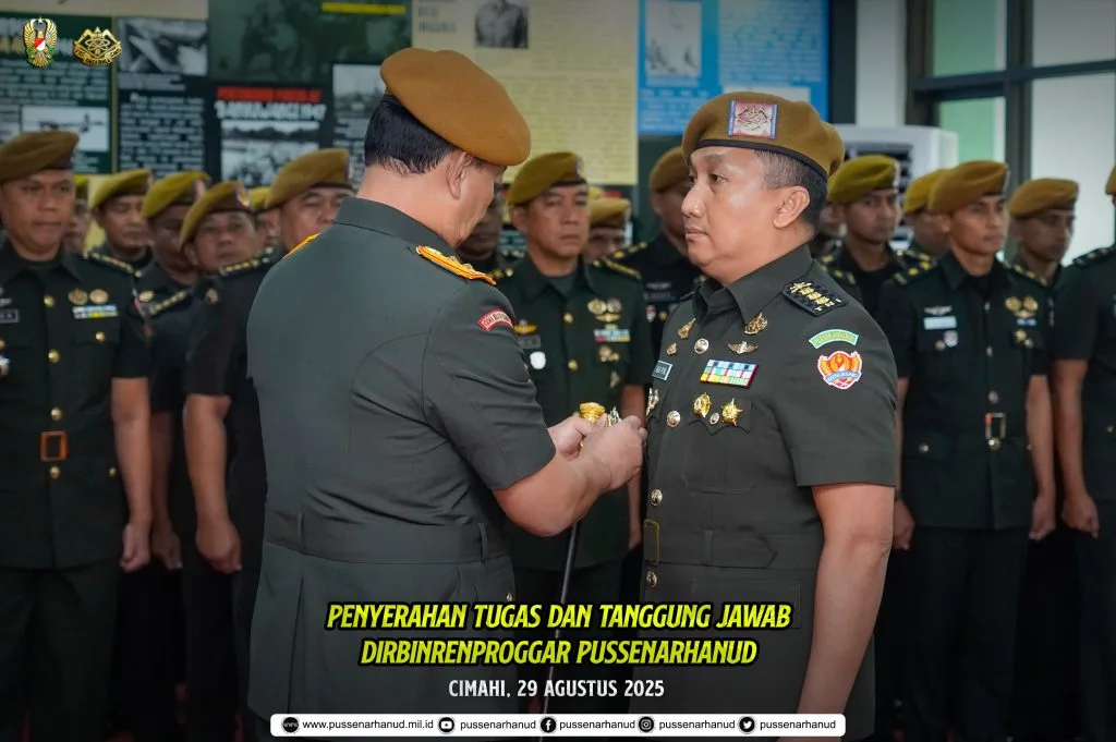 Penyerahan Tugas dan Tanggung Jawab Dirbinrenproggar PussenarhanudCimahi, 28 Agustus 2025