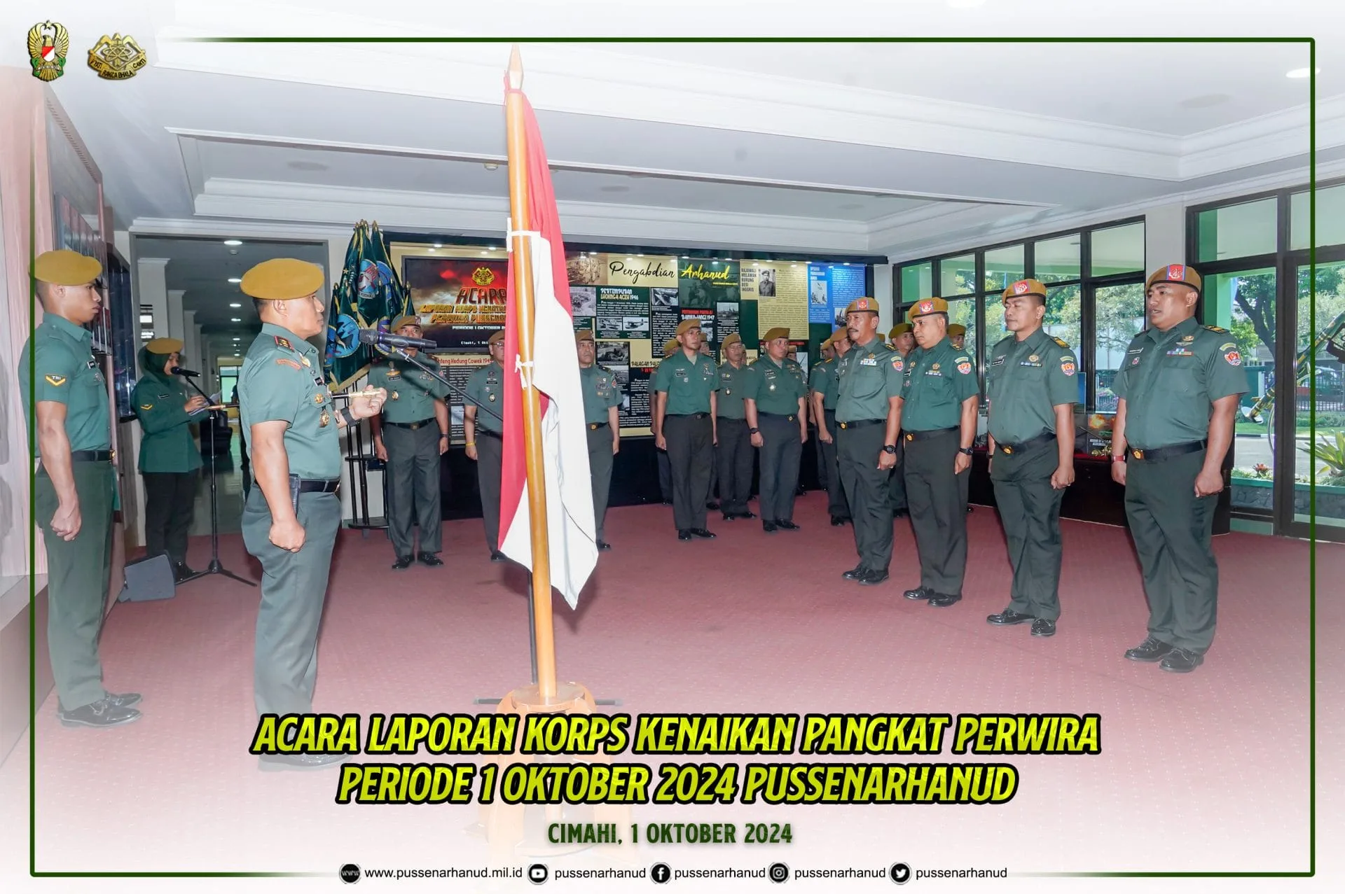Acara Laporan Korps Kenaikan Pangkat Perwira Periode 1 Oktober 2024 Pussenarhanud